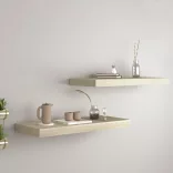 2 db tölgyszínű MDF lebegő fali polc 60 x 23,5 x 3,8 cm