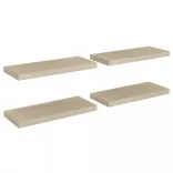 4 db tölgyszínű MDF lebegő fali polc 60 x 23,5 x 3,8 cm