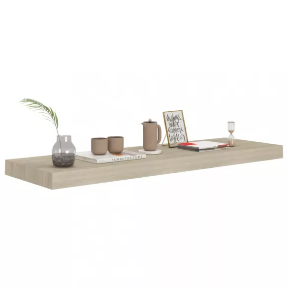 2 db tölgyszínű MDF lebegő fali polc 80 x 23,5 x 3,8 cm