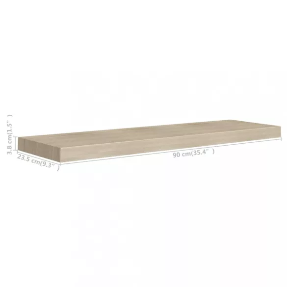 2 db kék MDF lebegő fali polc 90 x 23,5 x 3,8 cm