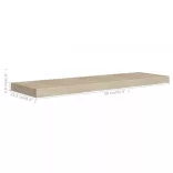 4 db tölgyszínű MDF lebegő fali polc 90 x 23,5 x 3,8 cm
