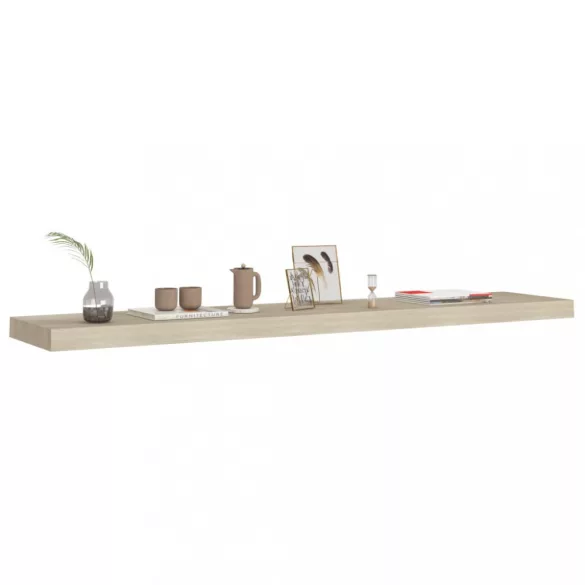 4 db tölgyszínű MDF lebegő fali polc 120 x 23,5 x 3,8 cm