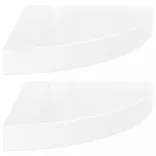 2 db magasfényű fehér MDF lebegő sarokpolc 25 x 25 x 3,8 cm