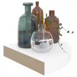 2 db magasfényű fehér MDF lebegő sarokpolc 25 x 25 x 3,8 cm