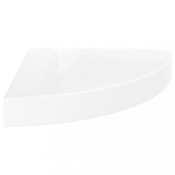 2 db magasfényű fehér MDF lebegő sarokpolc 25 x 25 x 3,8 cm