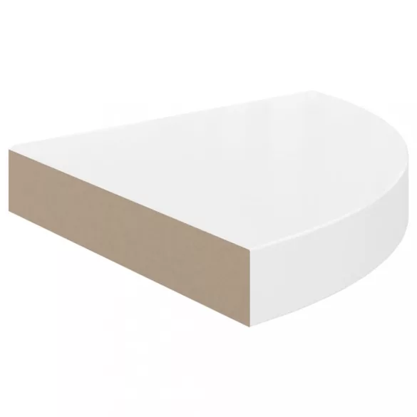 2 db magasfényű fehér MDF lebegő sarokpolc 25 x 25 x 3,8 cm