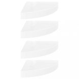 4 db magasfényű fehér MDF lebegő sarokpolc 25 x 25 x 3,8 cm