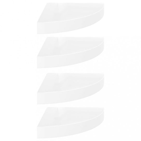 4 db magasfényű fehér MDF lebegő sarokpolc 25 x 25 x 3,8 cm