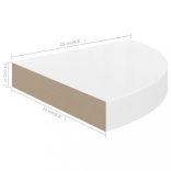 4 db magasfényű fehér MDF lebegő sarokpolc 25 x 25 x 3,8 cm