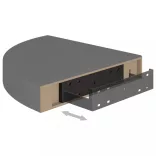 2 db magasfényű szürke MDF lebegő sarokpolc 25 x 25 x 3,8 cm