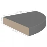 2 db magasfényű szürke MDF lebegő sarokpolc 25 x 25 x 3,8 cm