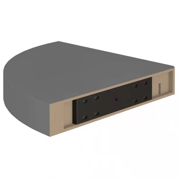 4 db magasfényű szürke MDF lebegő sarokpolc 25 x 25 x 3,8 cm
