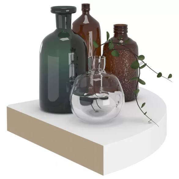 fehér MDF lebegő sarokpolc 25 x 25 x 3,8 cm