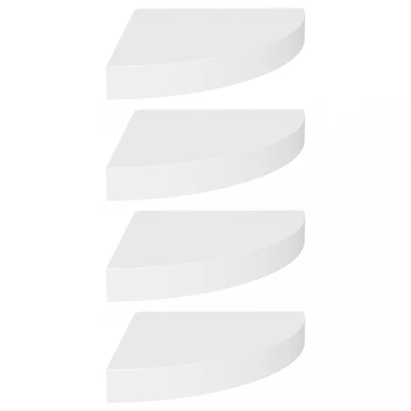 4 db fehér MDF lebegő sarokpolc 25 x 25 x 3,8 cm