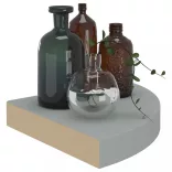 2 db szürke MDF lebegő sarokpolc 25 x 25 x 3,8 cm