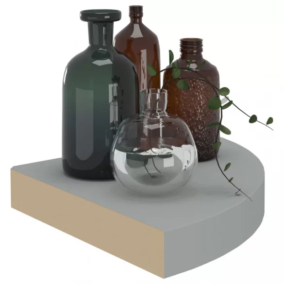 4 db szürke MDF lebegő sarokpolc 25 x 25 x 3,8 cm