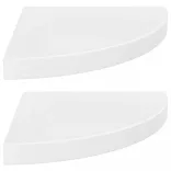 2 db magasfényű fehér MDF lebegő sarokpolc 35 x 35 x 3,8 cm