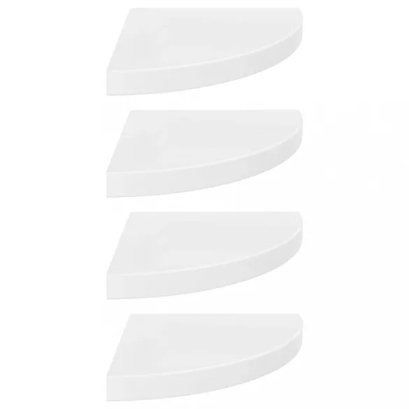 323909  Floating Corner Shelves 4 pcs High Gloss White 35x35x3,8 cm MDF