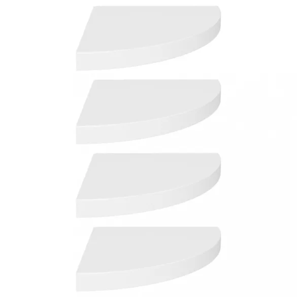 4 db fehér MDF lebegő sarokpolc 35 x 35 x 3,8 cm