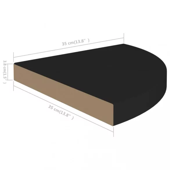 323920  Floating Corner Shelves 2 pcs Black 35x35x3,8 cm MDF