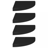 4 db fekete MDF lebegő sarokpolc 35 x 35 x 3,8 cm