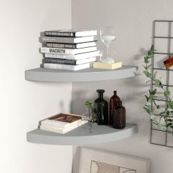 323923  Floating Corner Shelves 2 pcs Grey 35x35x3,8 cm MDF