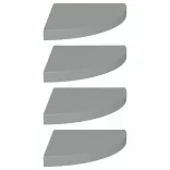 4 db szürke MDF lebegő sarokpolc 35 x 35 x 3,8 cm