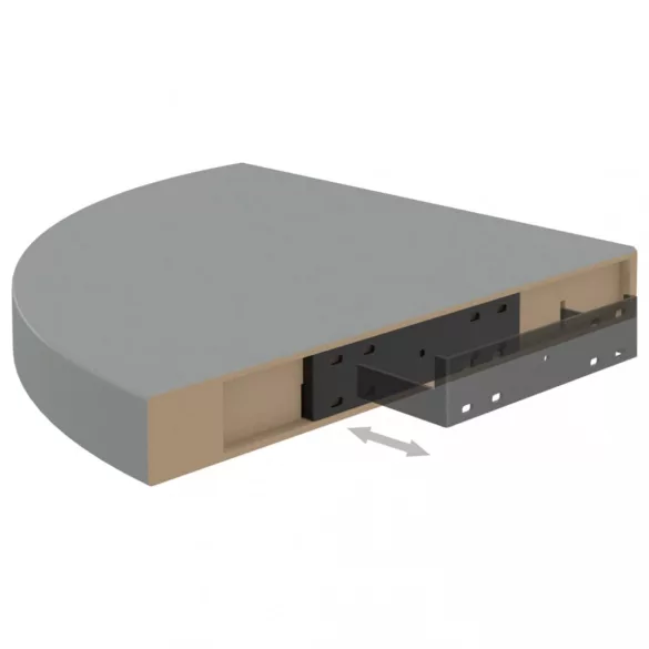 4 db szürke MDF lebegő sarokpolc 35 x 35 x 3,8 cm