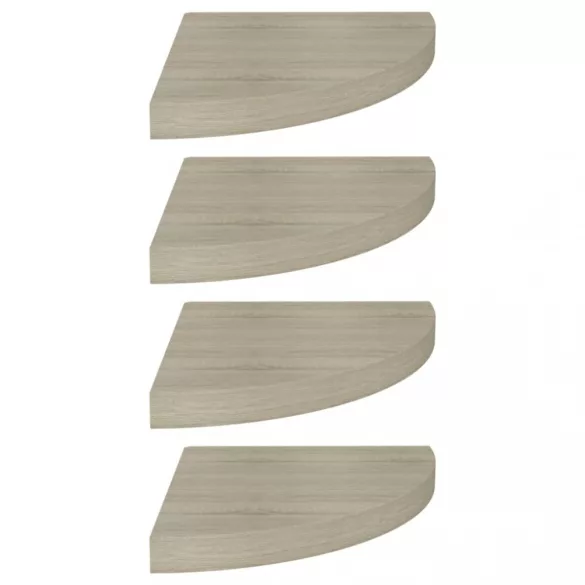 4 db tölgyszínű MDF lebegő sarokpolc 35 x 35 x 3,8 cm