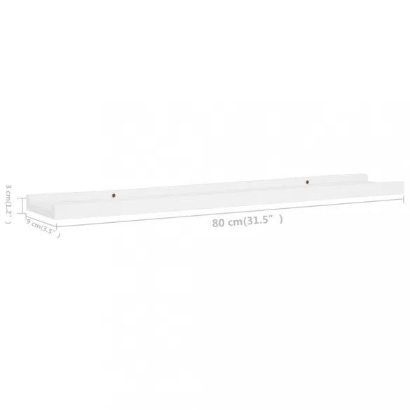 2 db fehér MDF szegélypolc képkeretekhez 80 x 9 x 3 cm