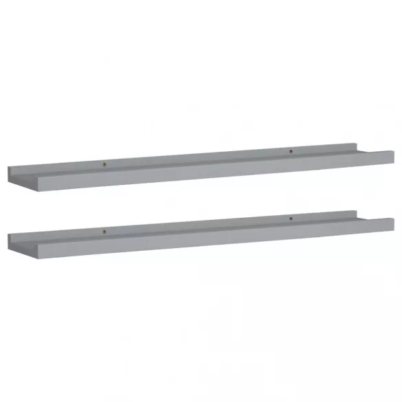 2 db szürke MDF szegélypolc képkeretekhez 80 x 9 x 3 cm