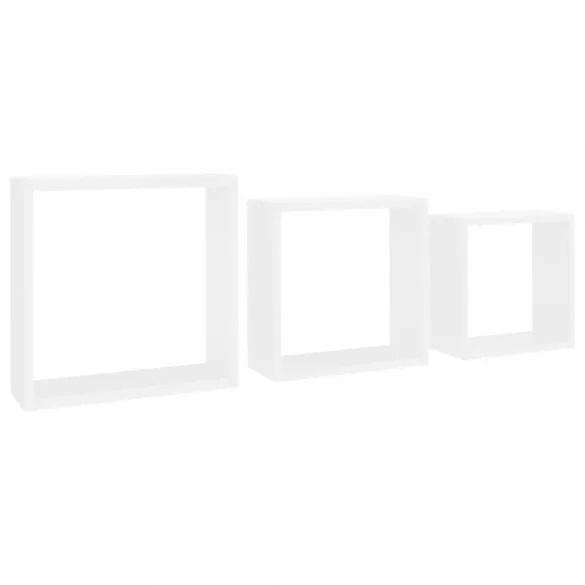 3 db fehér MDF fali kockapolc