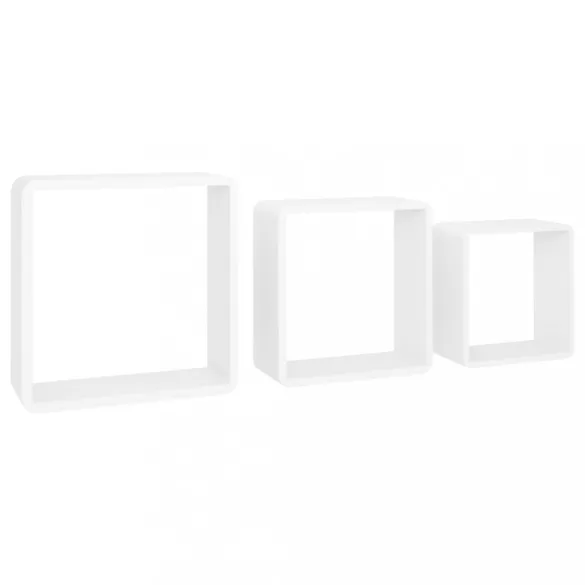 3 db fehér MDF fali kockapolc