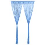 kék makramé pamutfüggöny 140 x 240 cm