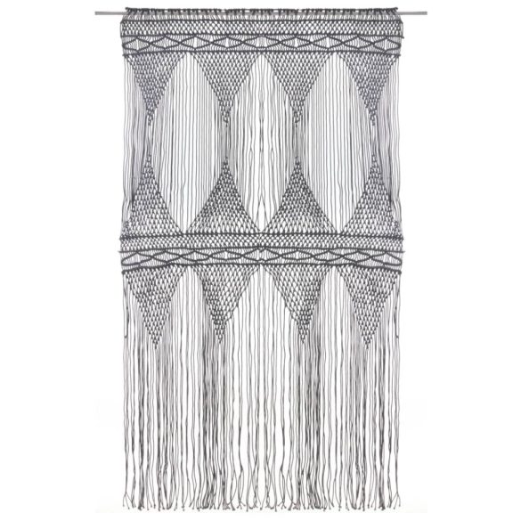 antracitszürke makramé pamutfüggöny 140 x 240 cm