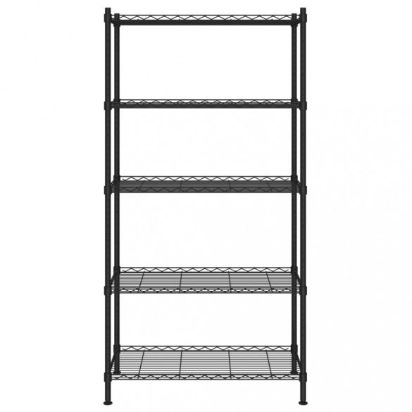 5 szintes fekete tárolópolc 90 x 35 x 180 cm 250 kg