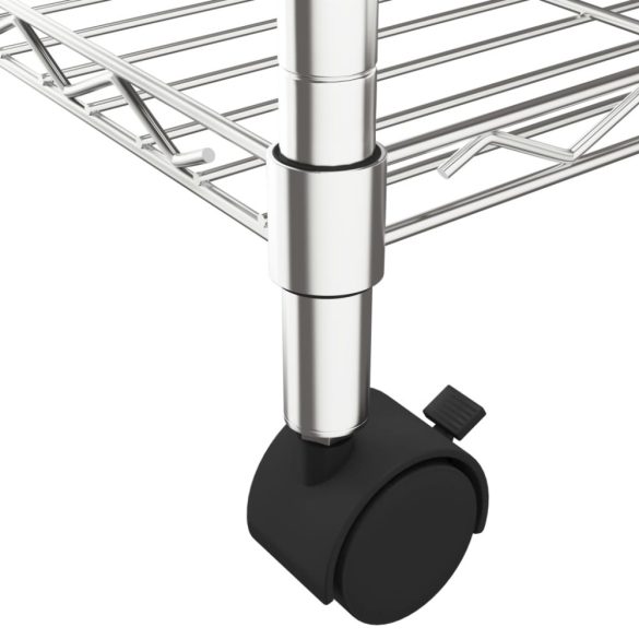 4 szintes króm tárolópolc kerekekkel 90 x 35 x 142 cm 200 kg