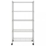 5 szintes króm tárolópolc kerekekkel 75 x 35 x 155 cm 250 kg