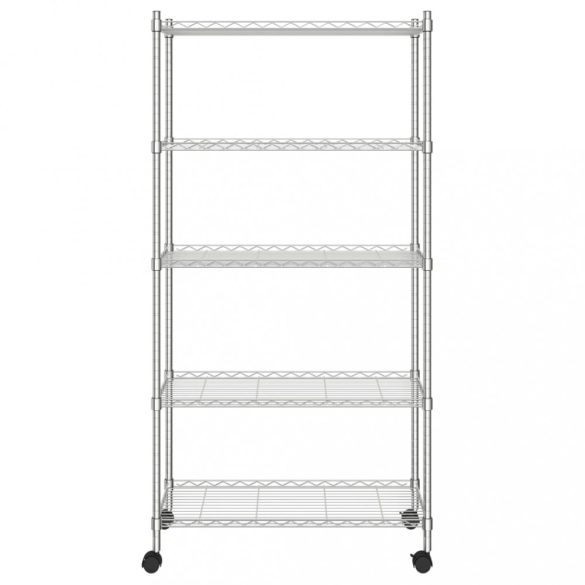 5 szintes króm tárolópolc kerekekkel 75 x 35 x 155 cm 250 kg