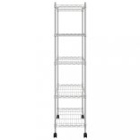 5 szintes króm tárolópolc kerekekkel 75 x 35 x 155 cm 250 kg