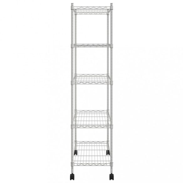 5 szintes króm tárolópolc kerekekkel 75 x 35 x 155 cm 250 kg