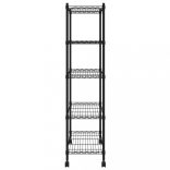 5 szintes fekete tárolópolc kerekekkel 75 x 35 x 155 cm 250 kg