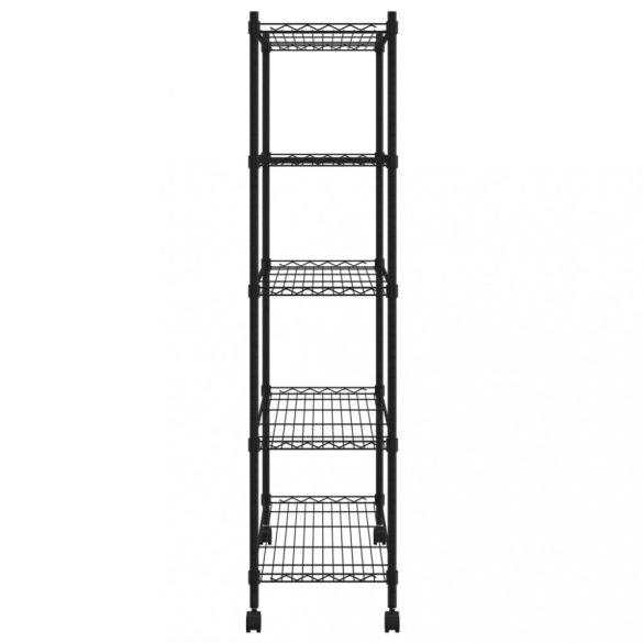 5 szintes fekete tárolópolc kerekekkel 75 x 35 x 155 cm 250 kg