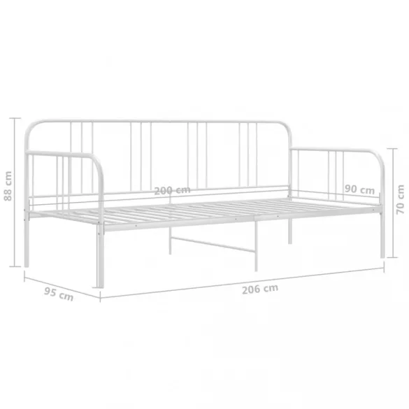 fehér fém kanapéágy-keret 90 x 200 cm