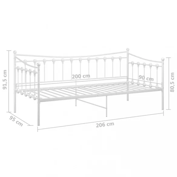 fehér fém kanapéágykeret 90 x 200 cm