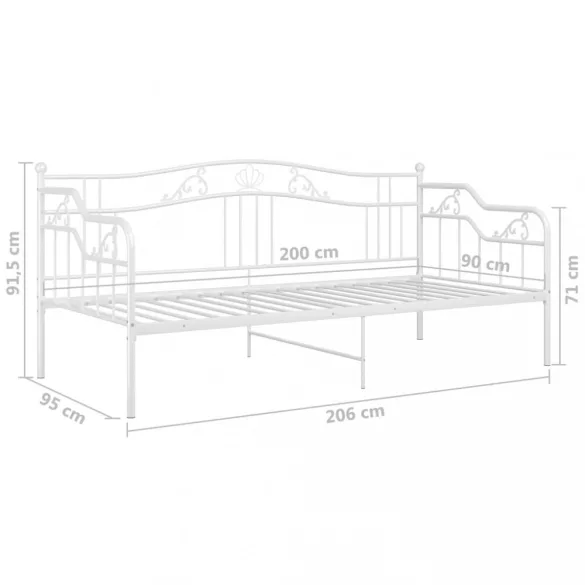 fehér fém kanapéágykeret 90 x 200 cm
