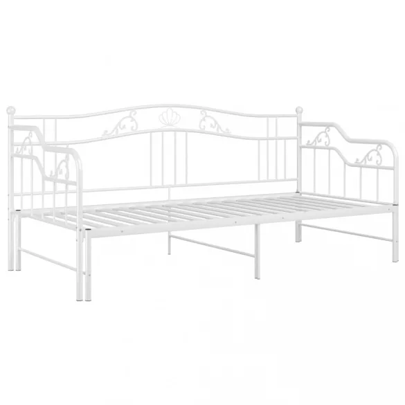 fehér fém kihúzható kanapéágy-keret 90 x 200 cm