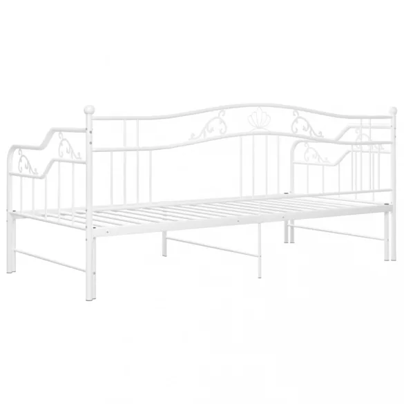 fehér fém kihúzható kanapéágy-keret 90 x 200 cm