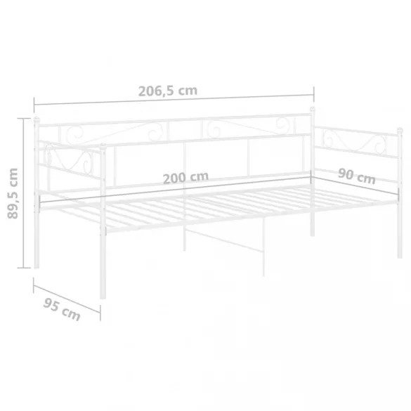 fehér fém kanapéágykeret 90 x 200 cm