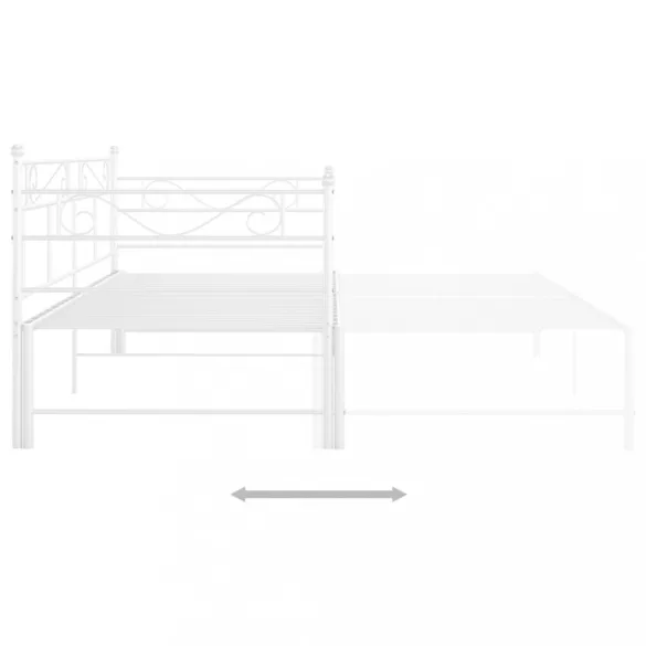 fehér fém kihúzható kanapéágy-keret 90 x 200 cm